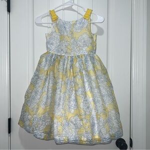 Janie and Jack Yellow and White Striped Floral Dress Size 7